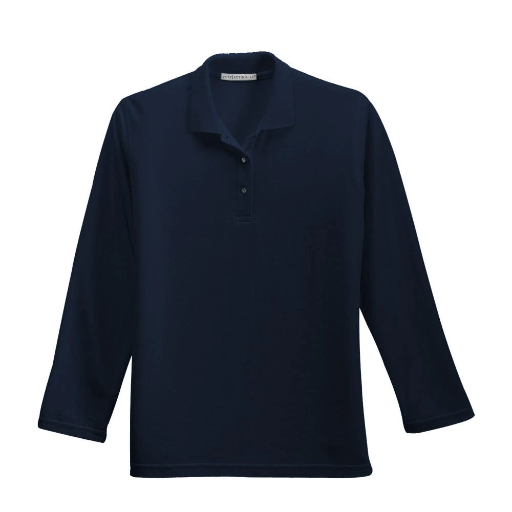 Port Authority Shirts: Women's Navy Long Sleeve Polo Shirt L500LS NVY - Image 5