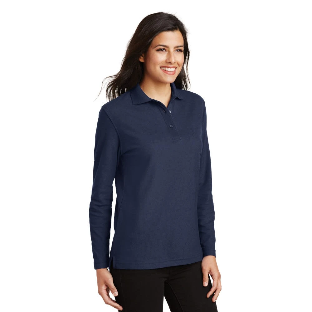 Port Authority Shirts: Women's Navy Long Sleeve Polo Shirt L500LS NVY
