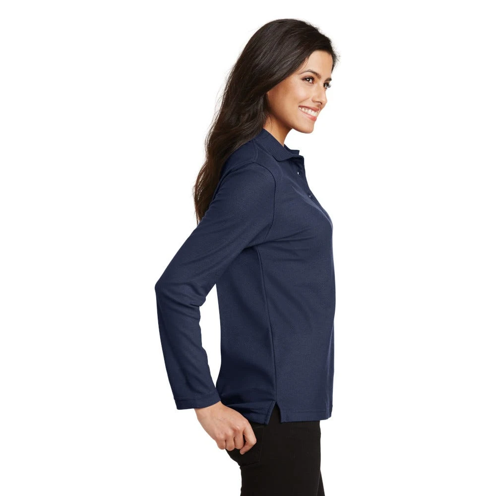 Port Authority Shirts: Women's Navy Long Sleeve Polo Shirt L500LS NVY - Image 4