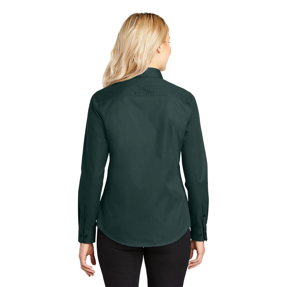 Port Authority Shirts: Women's Green Cotton/Poly Woven Shirt L608 DGR - Image 2