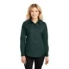 Port Authority Shirts: Women's Green Cotton/Poly Woven Shirt L608 DGR