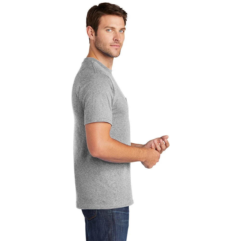 Port & Company Shirt: Men's PC54P Ash Core Cotton Pocket Tee - Image 4
