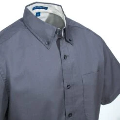 Port Authority Shirts: Men's S508 GY/ST Steel Grey/Light Stone Short-Sleeve Easy Care Button Down Shirt