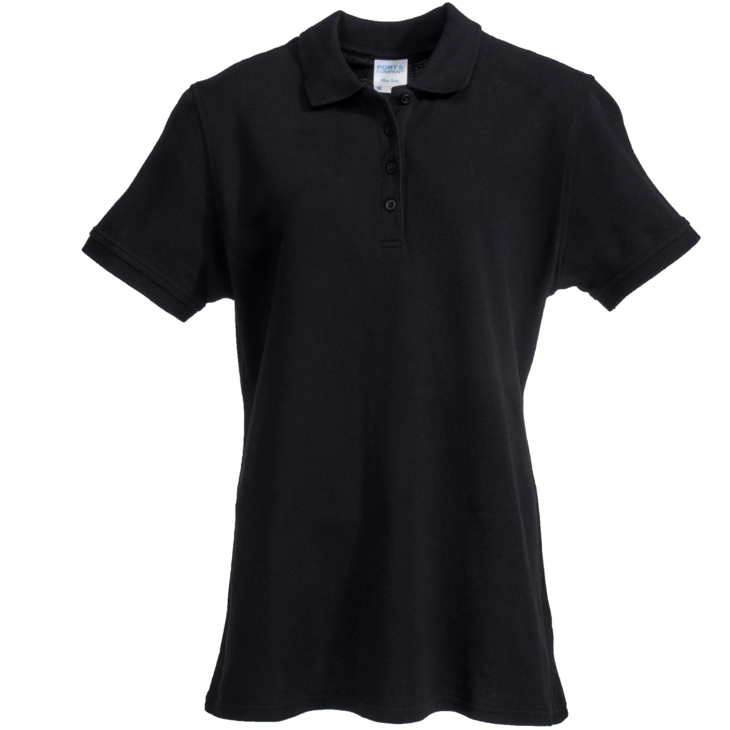 Port & Company Shirts: Women's Jet Black LKP1500 JBK Ring Spun Polo Shirt
