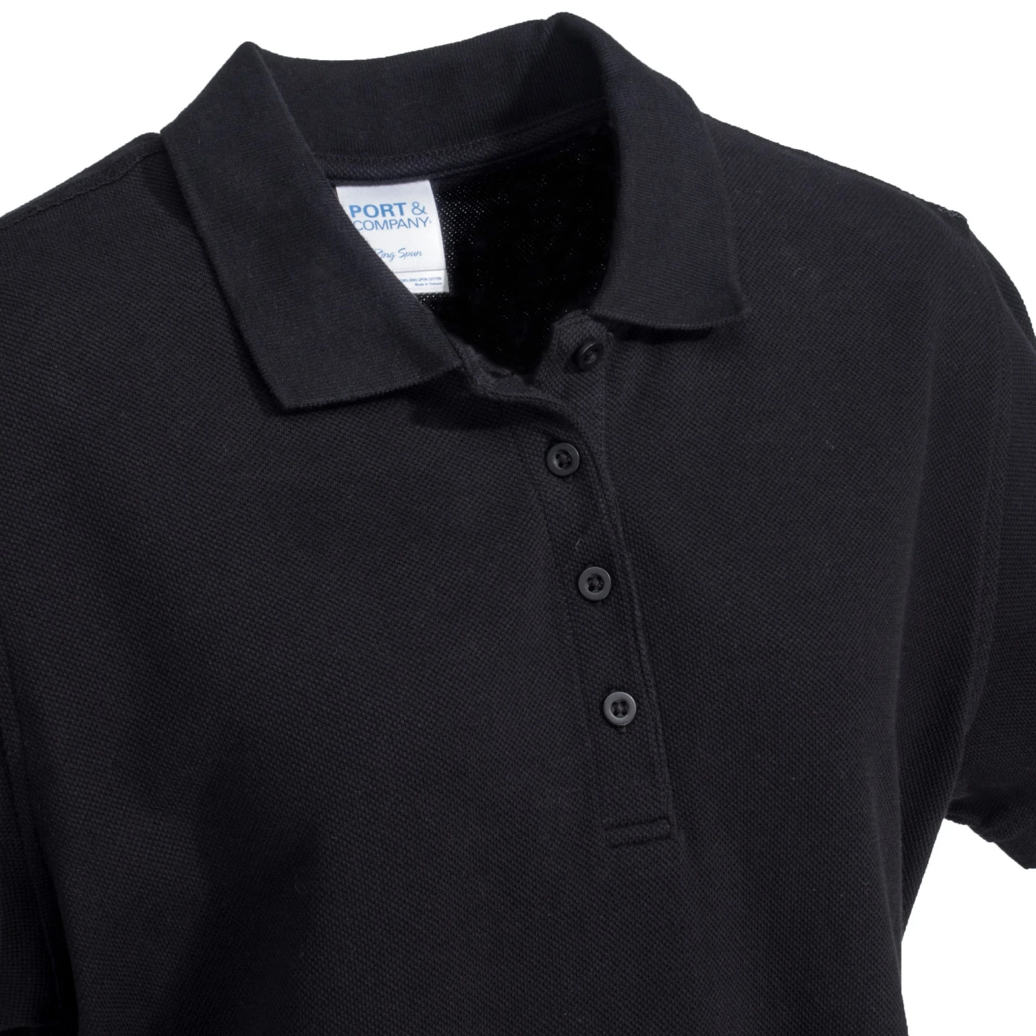 Port & Company Shirts: Women's Jet Black LKP1500 JBK Ring Spun Polo Shirt - Image 2
