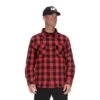 CAT Apparel Shirts: Men's 1610031 121912 Red Black Buffalo Check Flannel Overshirt