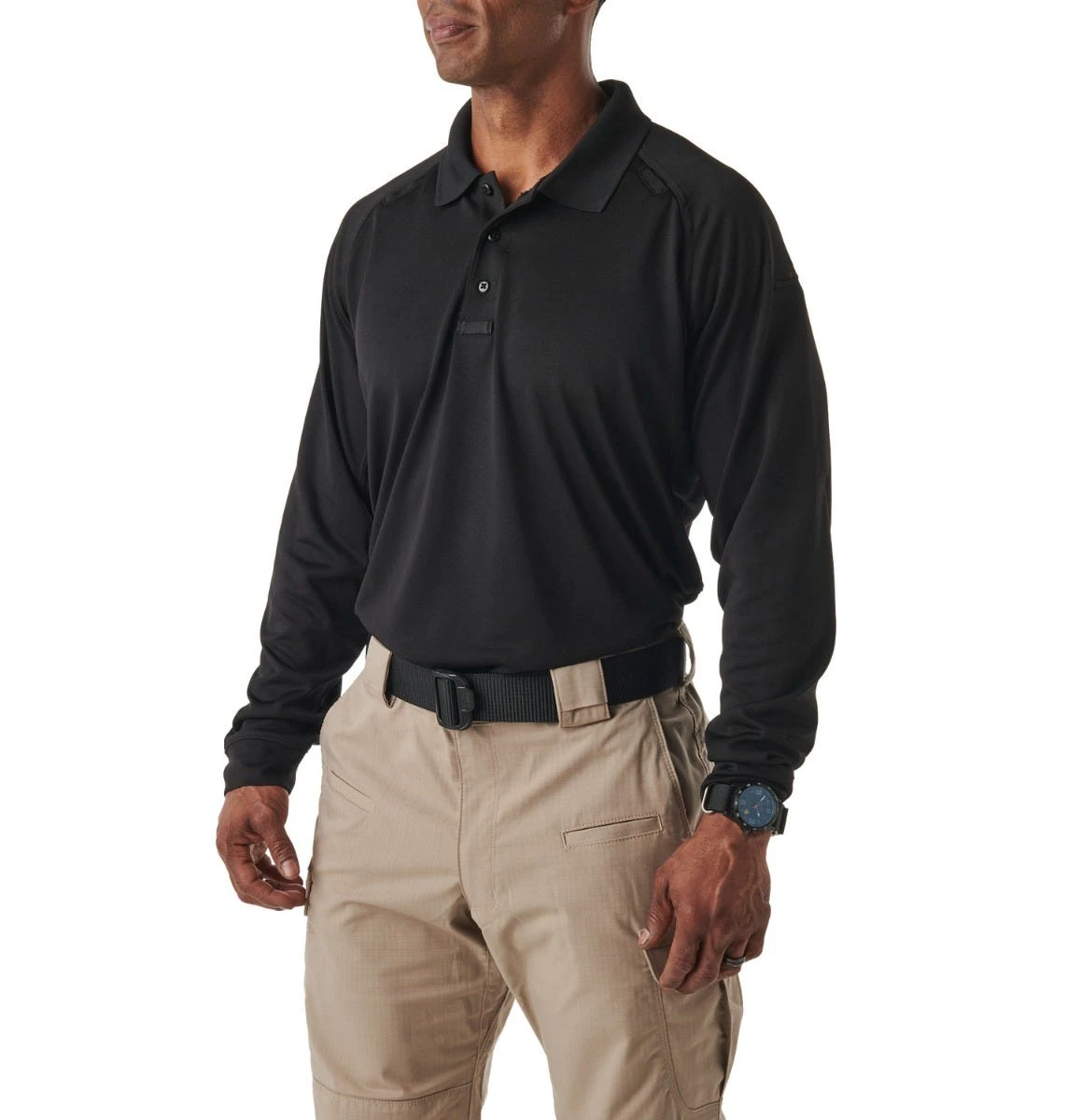 5.11 Tactical Shirts: Men's Performance Black Long Sleeve Polo Shirt 72049 019 - Image 2