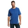 Ariat Rebar Shirts: Men's 10025377 Metal Blue Rebar Cotton Strong Short Sleeve T-Shirt