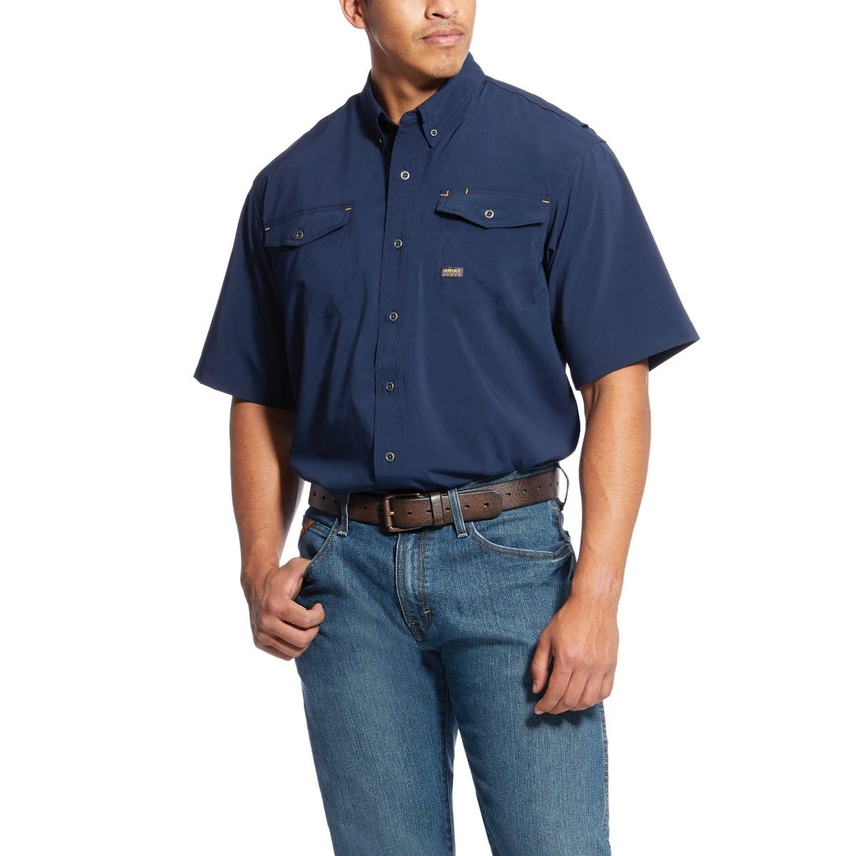 Ariat Rebar Shirts: Men's 10025388 Navy VentTEK DuraStretch Tough Work Shirt