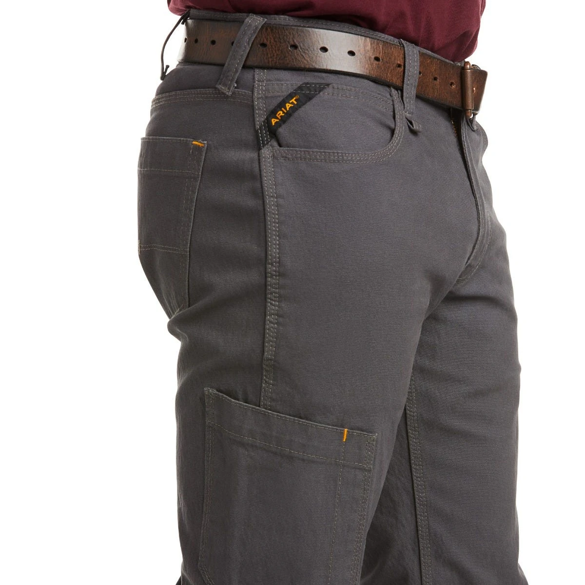 Ariat Rebar Pants: Men's 10030250 Rebar Grey Rebar M4 Low Rise DuraStretch Stackable Straight Leg Pant - Image 3