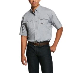 Ariat Rebar Shirts: Men's 10031024 Charcoal VentTEK DuraStretch Tough Work Shirt