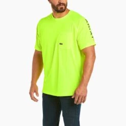 Ariat Rebar Shirts: Men's 10031037 Neon Lime Heat Fighter T-Shirt