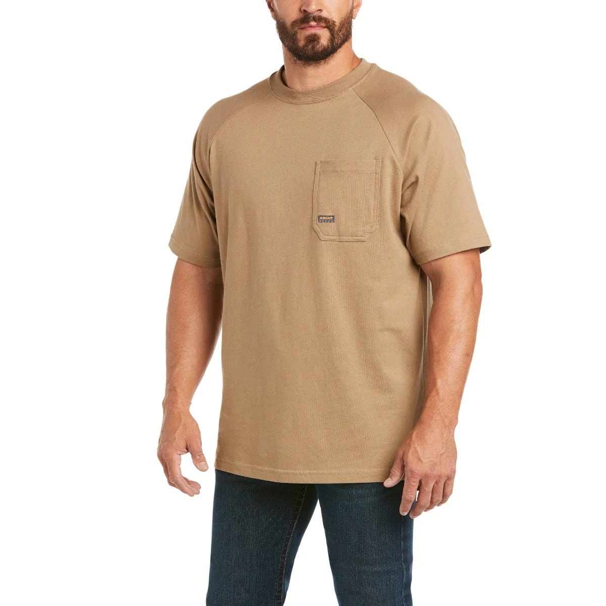 Ariat Rebar Shirt: Men's 10035008 Khaki Rebar Cotton Strong T-Shirt - Image 2