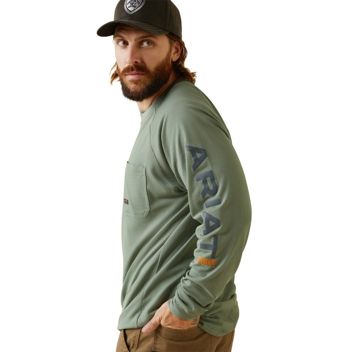 Ariat Rebar Shirts: Men's 10043543 Lily Pad Periscope Rebar Heat Fighter Long Sleeve T-Shirt - Image 2