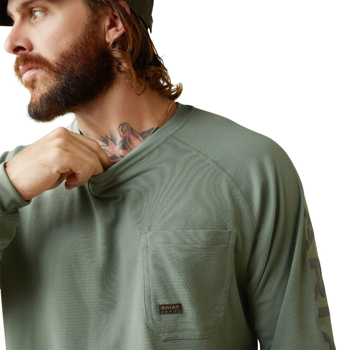 Ariat Rebar Shirts: Men's 10043543 Lily Pad Periscope Rebar Heat Fighter Long Sleeve T-Shirt - Image 3