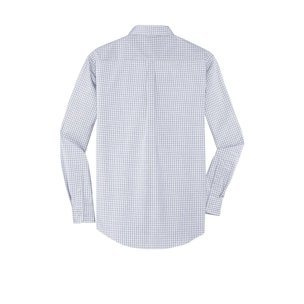 Port Authority Shirt: Men's S639 WHT White Plaid Pattern Easy Care Shirt - Image 2
