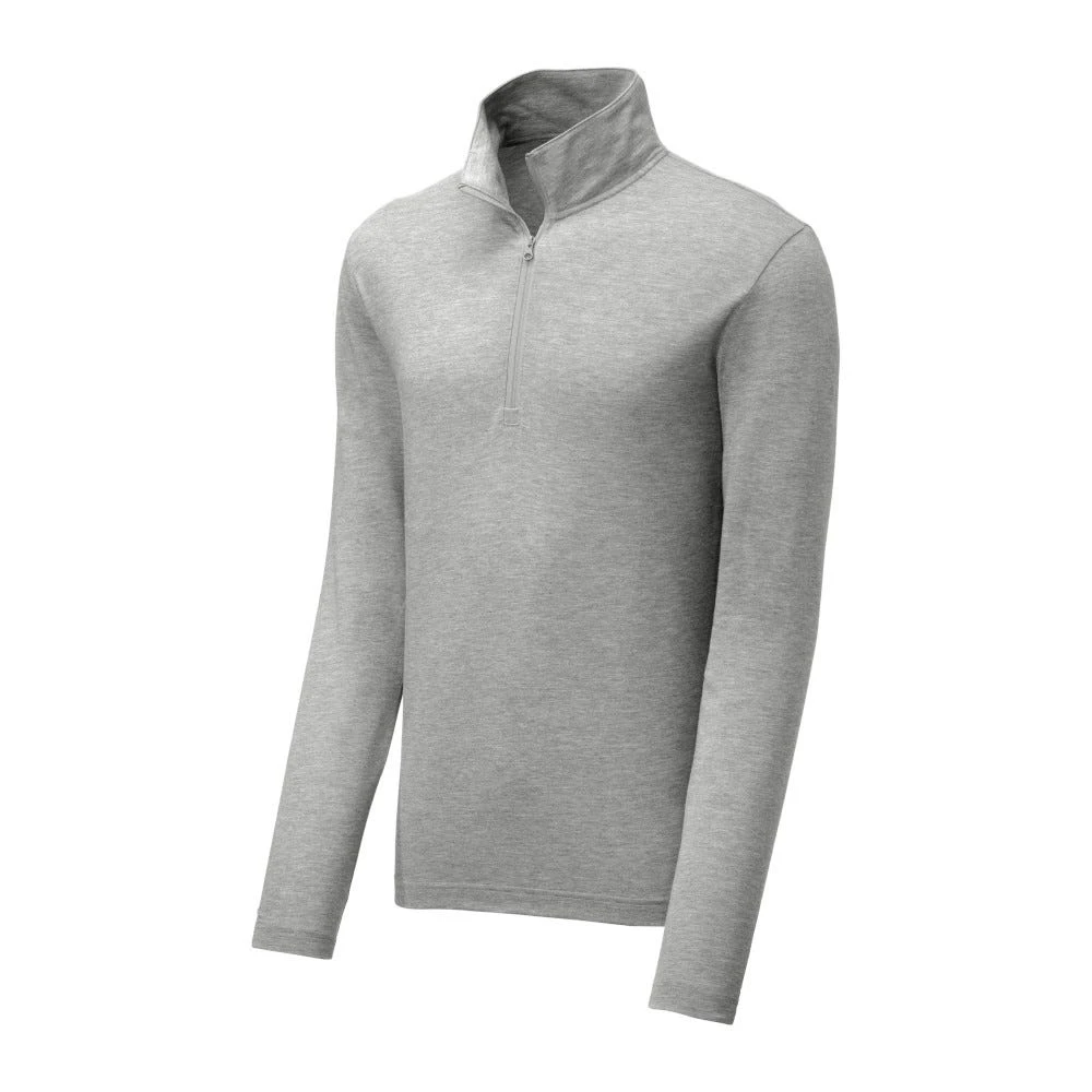 Sport-Tek Pullover: Men's ST407LGH Light Grey Heather Solid PosiCharge Tri-Blend Wicking 1/4-Zip Pullover - Image 5