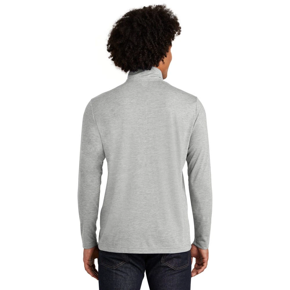 Sport-Tek Pullover: Men's ST407LGH Light Grey Heather Solid PosiCharge Tri-Blend Wicking 1/4-Zip Pullover - Image 2