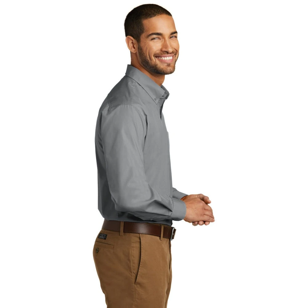 Port Authority Shirts: Men's Gusty Grey W100 GGY Carefree Poplin Shirt - Image 4