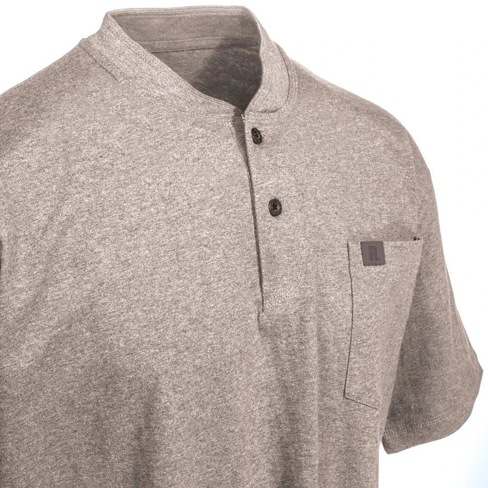 Wrangler Riggs Shirts: Men's Oatmeal Heather 3W760 OH Short Sleeve Henley Shirt - Image 2
