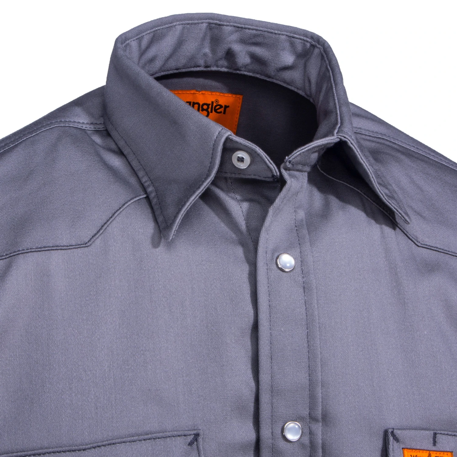 Wrangler Shirts: Men's Charcoal FR127CH Flame Resistant Western Work Shirt - Image 2