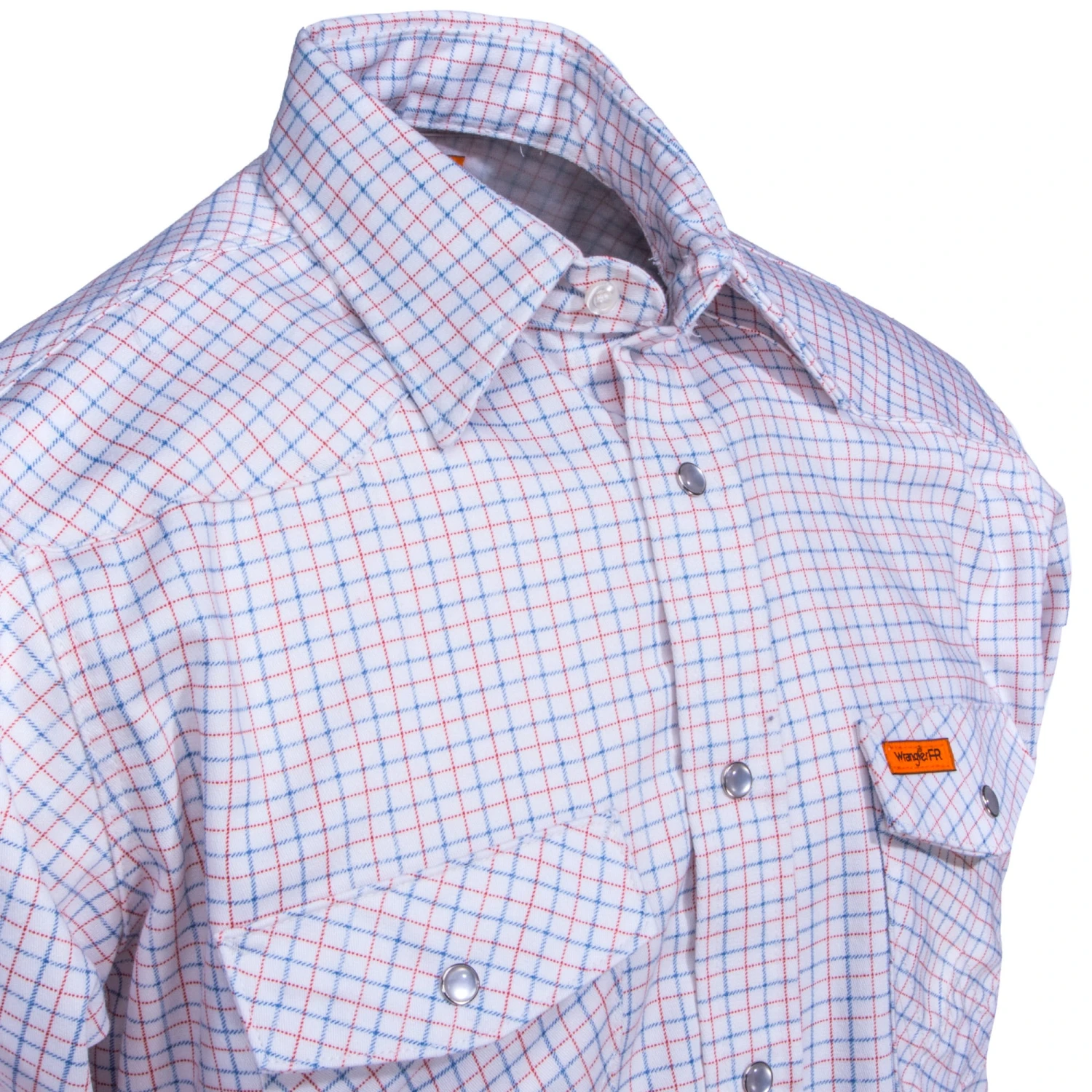 Wrangler Shirts: Men's White Plaid FR130WH Flame-Resistant Western Work Shirt - Image 2
