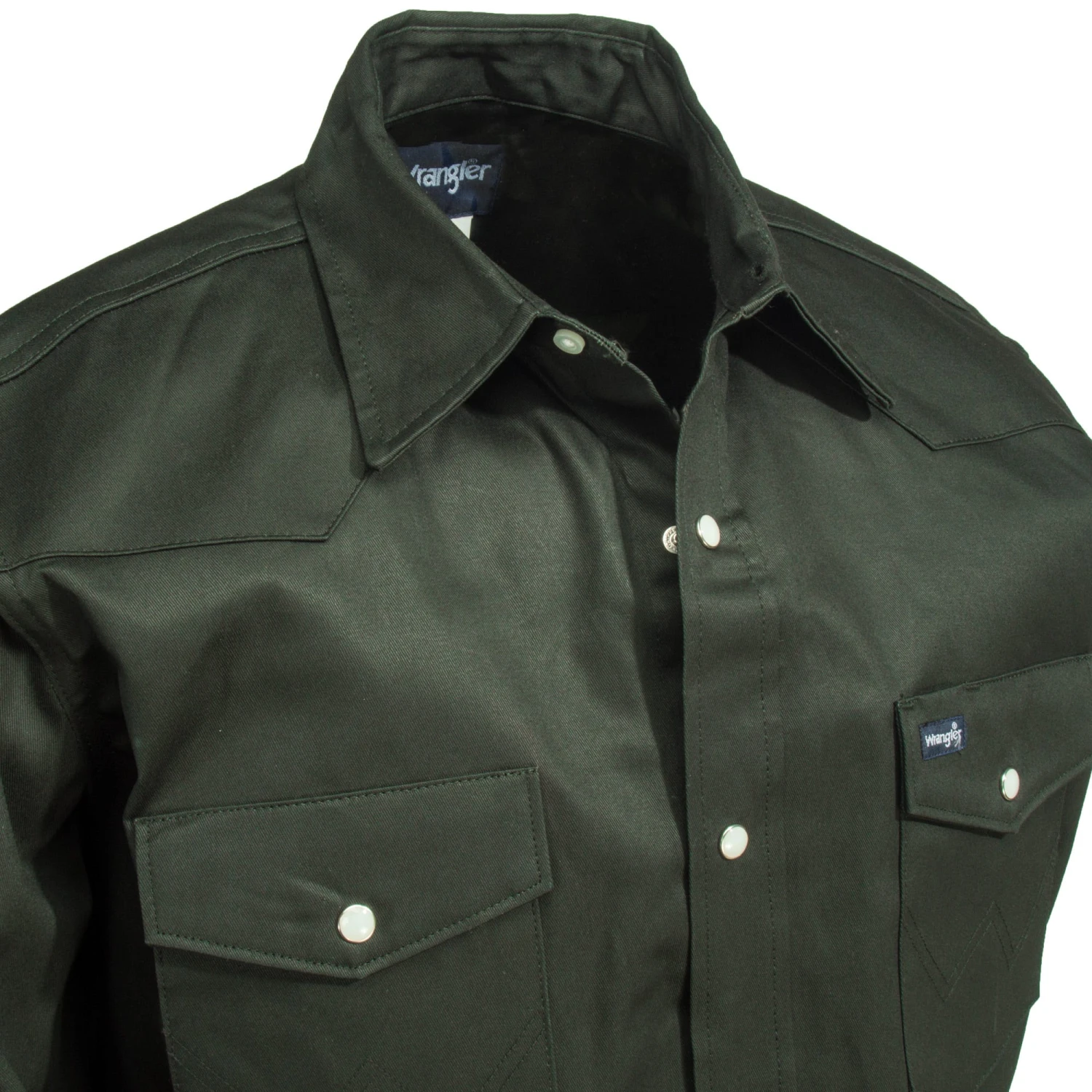 Wrangler Shirts: Men's Dark Green MS70519 Cowboy Cut Long Sleeve Twill Shirt